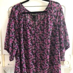 Lane Bryant NWOT Black Purple Floral Blouse Womens Plus Size 3X - 26/28